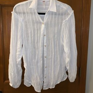 Free People White Linen Button Down